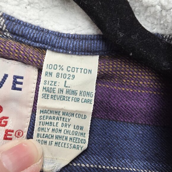 Vintage Creative Edge Shirt Mens Large Hooded Button Down Striped Cotton 90s - Picture 6 of 8